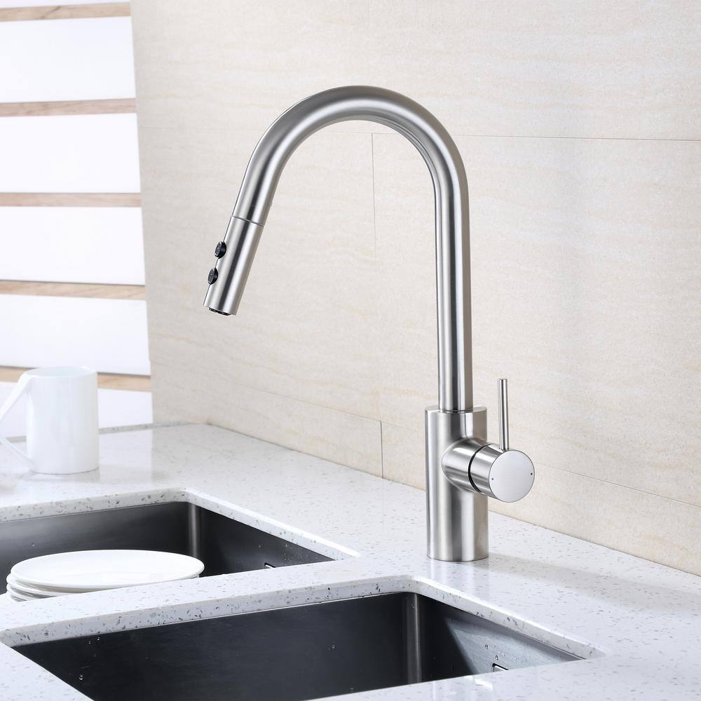 Brushed Nickel Single Handle Pull Down Kitchen Faucet