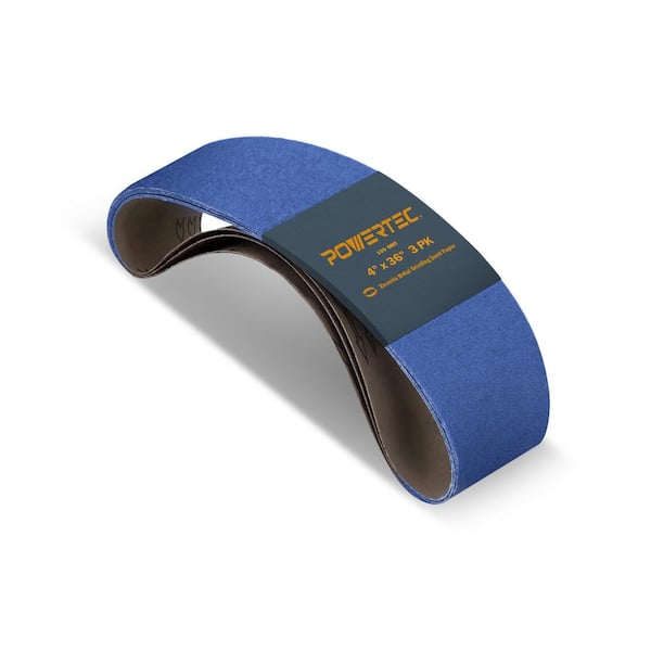 4 in. x 36 in. 120-Grit Metal Grinding Zirconia Sanding Belt for Bench Sander, Belt and Disc Sander (3-Pack)