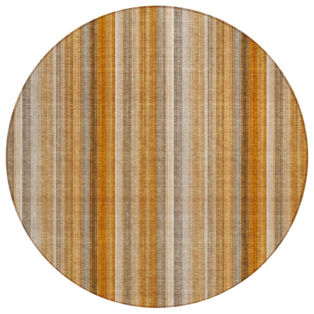 Orange Ivory and Gray 8 ft. Round Woven Striped Round Indoor/Outdoor Area Rug price history on PriceWatchPro