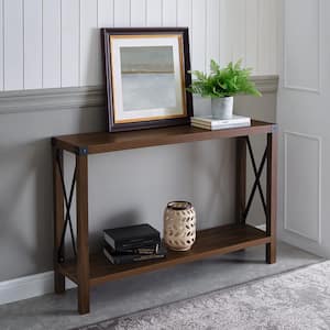 46 in. Dark Walnut Standard Rectangle Composite Console Table with Storage