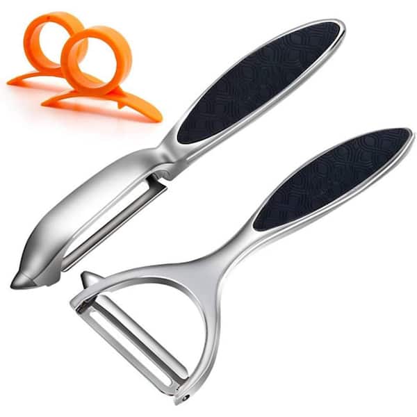 Stainless Steel Multi-Function Peeler Set with 2 Orange Citrus Peelers for Kitchen and Household Use (1-Pack)