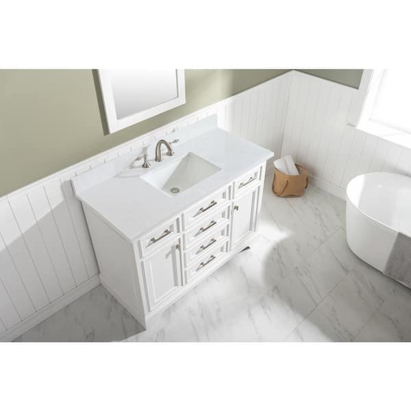 Milano 48 in. W x 22 in. D Bath Vanity in White with Quartz Vanity Top in White with White Basin