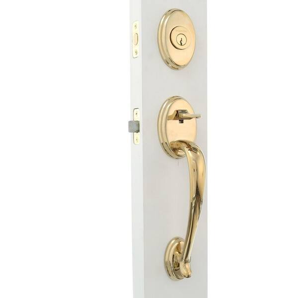Baldwin Reserve Columbus Single Cylinder Lifetime Polished Brass Door Handleset w/ Ellipse Door Knob and Traditional Round Rose