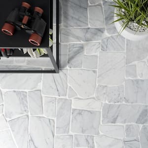 Countryside Flagstone Carrara 39.37 in. x 39.37 in. Honed Natural Stone Mosaic Floor and Wall Tile (10.76 sq. ft./Each)