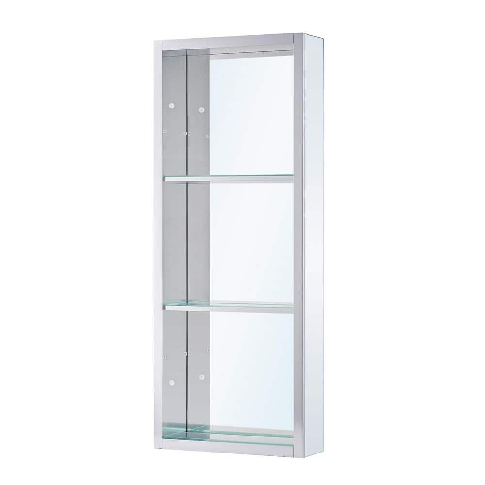 12 in. W x 30 in. H Rectangular Aluminum Recessed/Surface Mount Open Shelf Medicine Cabinet with Mirror inside price history on PriceWatchPro