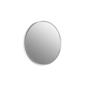 Essential 32 in. W x 32 in. H Round Framed Wall Mount Bathroom Vanity Mirror in Brushed Nickel