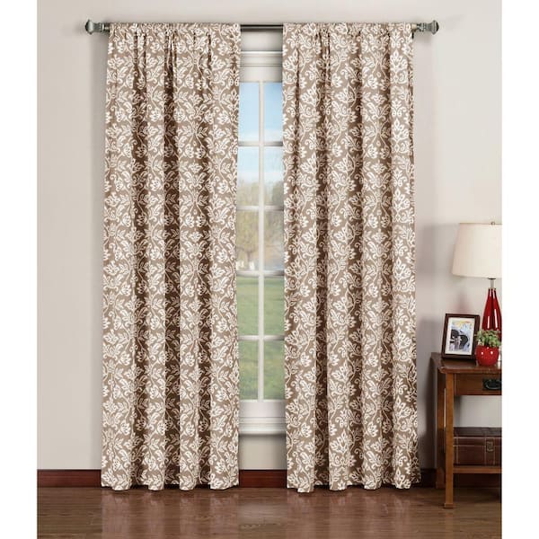 Window Elements Taupe Ikat Rod Pocket Room Darkening Curtain - 52 in. W x 84 in. L (Set of 2)