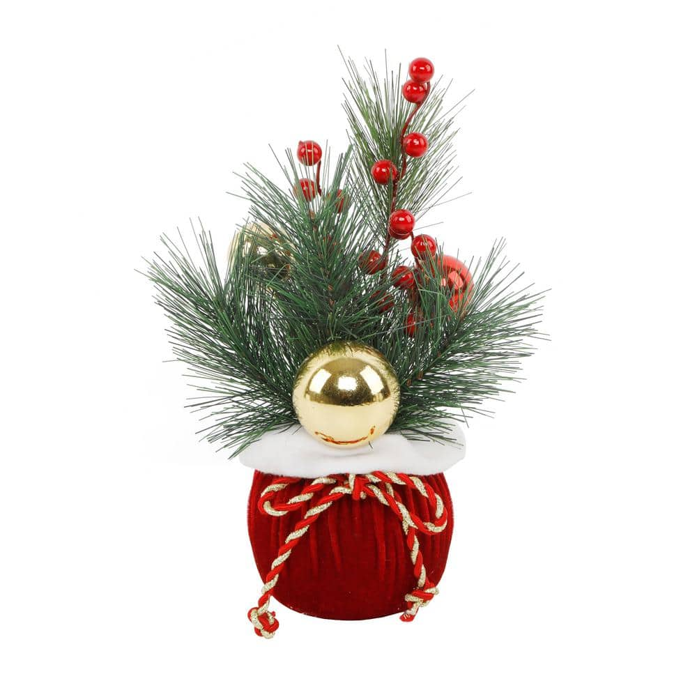 Flora Bunda 7 In. X 12 In. H Christmas Arrangement In Red Gift Bag ...