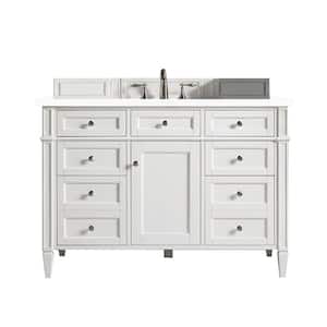 Brittany 48.0 in. W x 23.5 in. D x 34 in. H Bathroom Vanity in Bright White with White Zeus Quartz Top