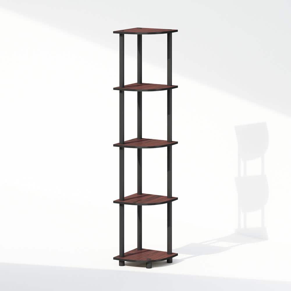Turn-N-Tube 57.7 in. Tall Dark Cherry/Black Wood 5-Shelf Bookcase price history on PriceWatchPro