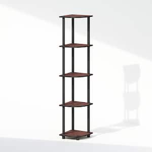 Turn-N-Tube 57.7 in. Tall Dark Cherry/Black Wood 5-Shelf Bookcase