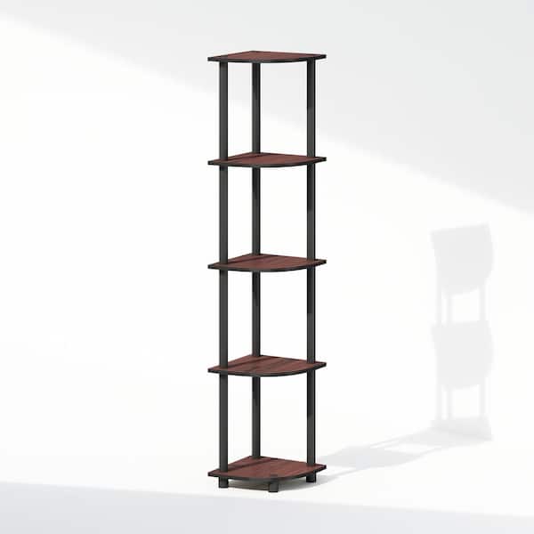 Furinno Turn-N-Tube 57.7 in. Tall Dark Cherry/Black Wood 5-Shelf Bookcase