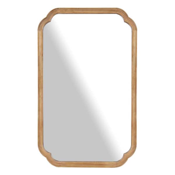 Unbranded Farm Mirror-A 30 in. W x 48 in. H Round Curved Corners Rectangular Light Brown Wooden Frame Mirror for Home Decor
