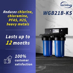 WGB21B-KS 2-Stage Whole House Water Filtration System Sediment CTO Filter KDF Plus GAC filter Chlorine, Iron, Lead Odor