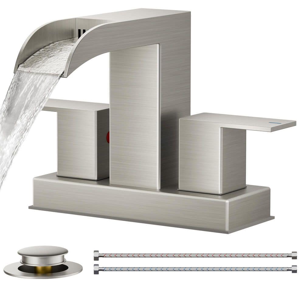 androme Waterfall 4 in. Centerset Double Handle Low Arc Bathroom Faucet ...
