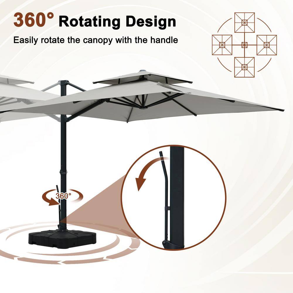 Gray Aluminum Cantilever Patio Umbrella with Rectangular Canopy