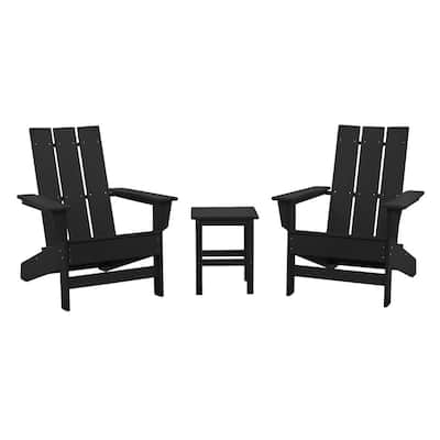 DUROGREEN Aria Black Recycled Plastic Modern Adirondack Chair (4-Pack ...