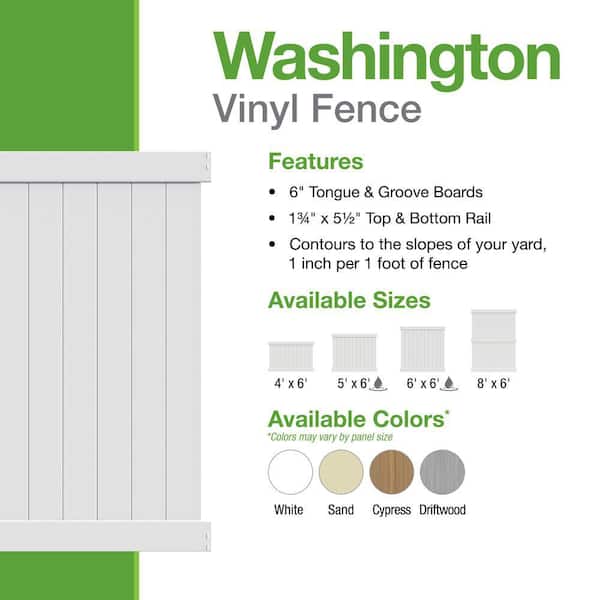 Barrette Outdoor Living Washington 6 ft. H x 6 ft. W Sand Vinyl Privacy Fence Panel (Unassembled)