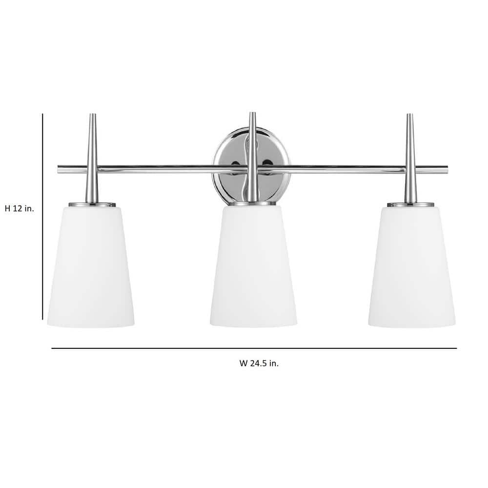 Driscoll Chrome 3-Light Wall Sconce with Opal Etched Glass