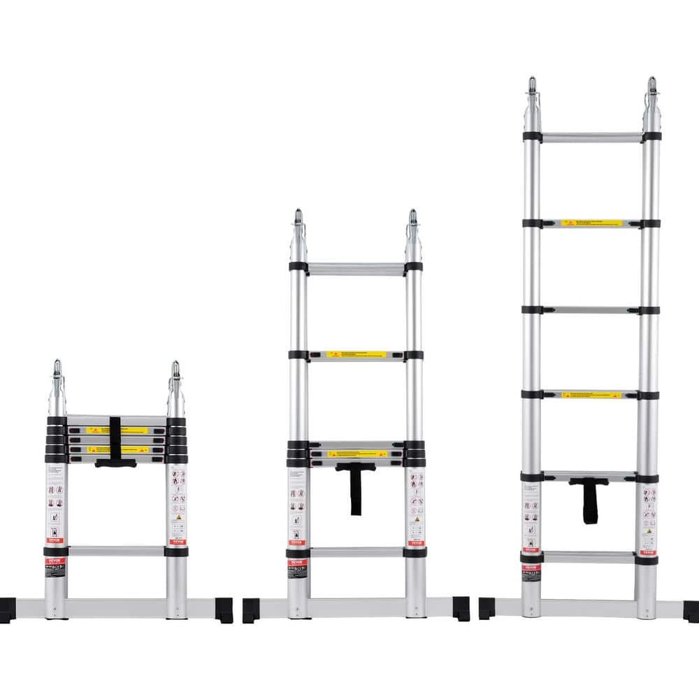 VEVOR Telescoping Ladder, 12.5 ft. A-Shape Aluminum Extension Ladder Lightweight, Multi-Button Retraction Collapsible Ladder