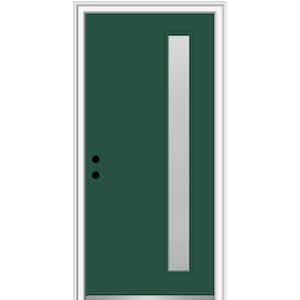 32 in. x 80 in. Viola Right-Hand Inswing 1-Lite Frosted Glass Painted Fiberglass Prehung Front Door on 4-9/16 in. Frame