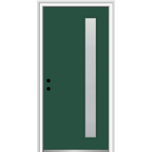 MMI DOOR 32 in. x 80 in. Viola Right-Hand Inswing 1-Lite Frosted Glass Painted Fiberglass Prehung Front Door on 4-9/16 in. Frame