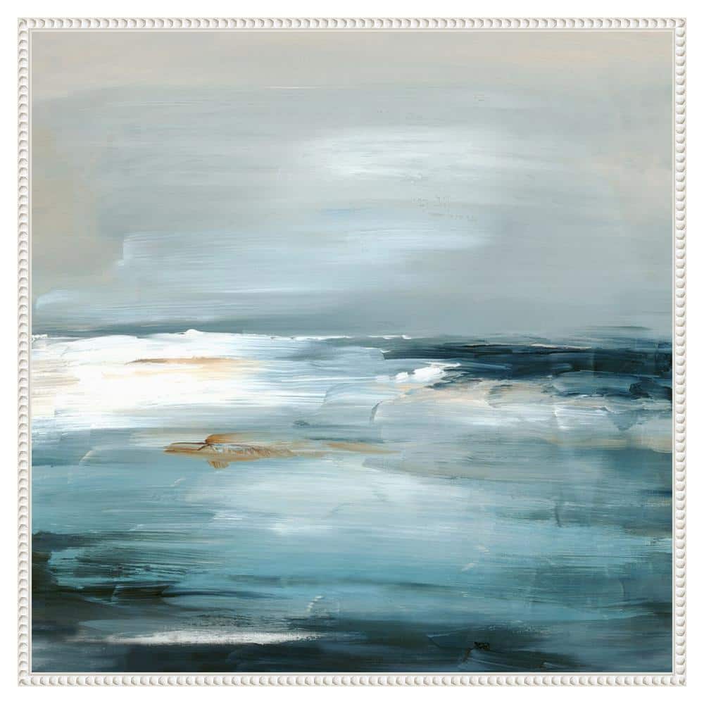 Be Bold II 30" Abstract Blue and White Canvas Print with White Frame