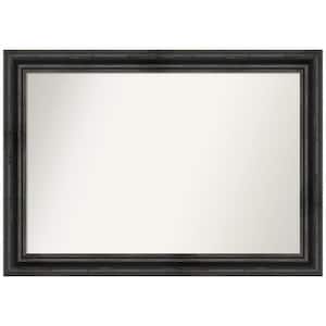 Rustic Pine Black 41.5 in. x 29.5 in. Non-Beveled Rustic Rectangle Wood Framed Wall Mirror in Black