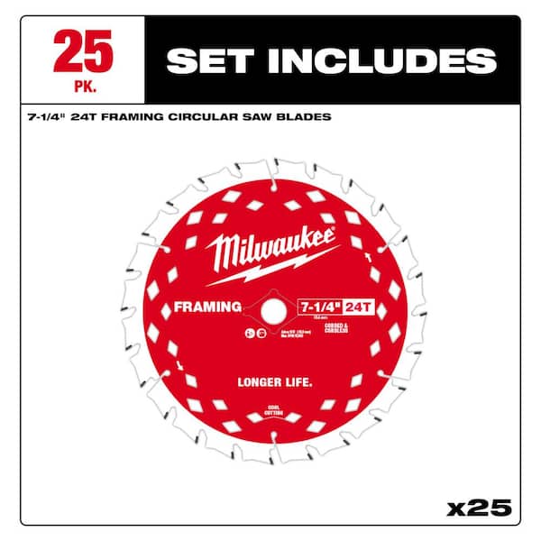 Milwaukee 7-1/4 in. x 24-Tooth Carbide Framing Circular Saw Blade