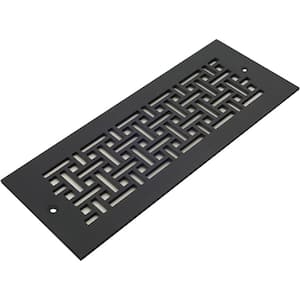 Basketweave Series 12 in. x 6 in. Black Steel Vent Cover Grille for Home Floors and Walls with Mounting Holes
