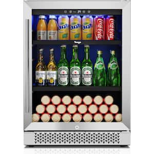 24 in. 12 oz. of 140 Cans Beverage Cooler Beer Refrigerator built-in or Freestanding Fridge with Safety Loc