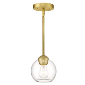 Modern 1-Light Shade Globe Gold Hanging Mini Pendant Light With Clear Glass Shade