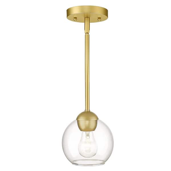 JAZAVA Modern 1-Light Shade Globe Gold Hanging Mini Pendant Light With Clear Glass Shade