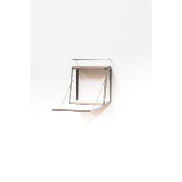 Kalalou 6-Bottle Grey Wood and Metal Wall Bar with Fold Down Shelf