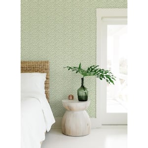 Sand Drips Green Painted Dots Matte Paper Pre-Pasted Wallpaper Sample
