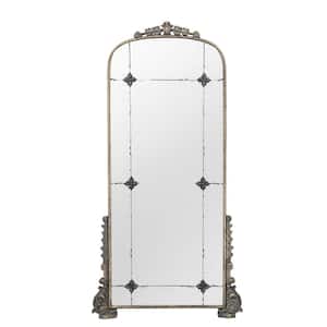 24 in. W x 49 in. H Glam Arch Framed Antique Gold Wall Mirror