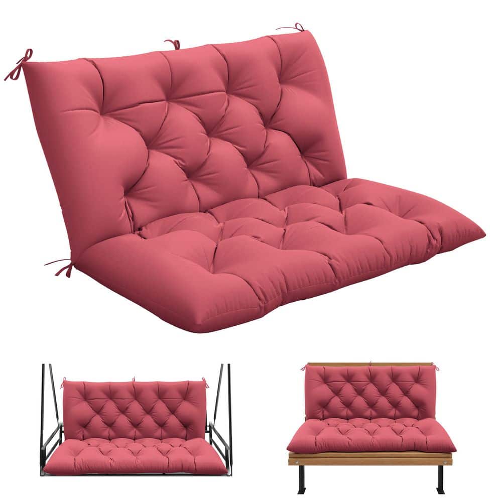 40 in. x 40 in. Patio Contoured Replacement Bench Cushion Outdoor Porch Swing Cushion Cushion Fuchsia Red