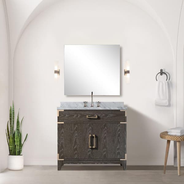 Fossa 36 in. Bath Vanity Cabinet without Top in Brown Oak Assembled