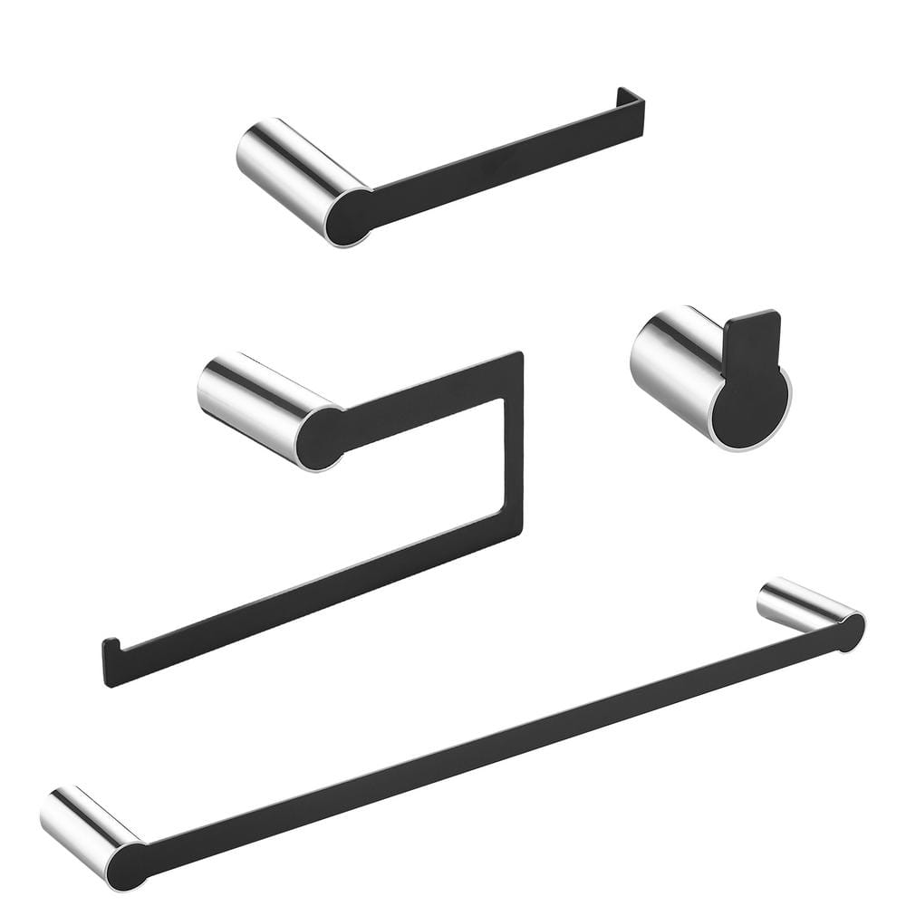 4-Piece Bath Hardware Set with Towel Bar, Towel Robe Hook, Toilet Roll Pape
