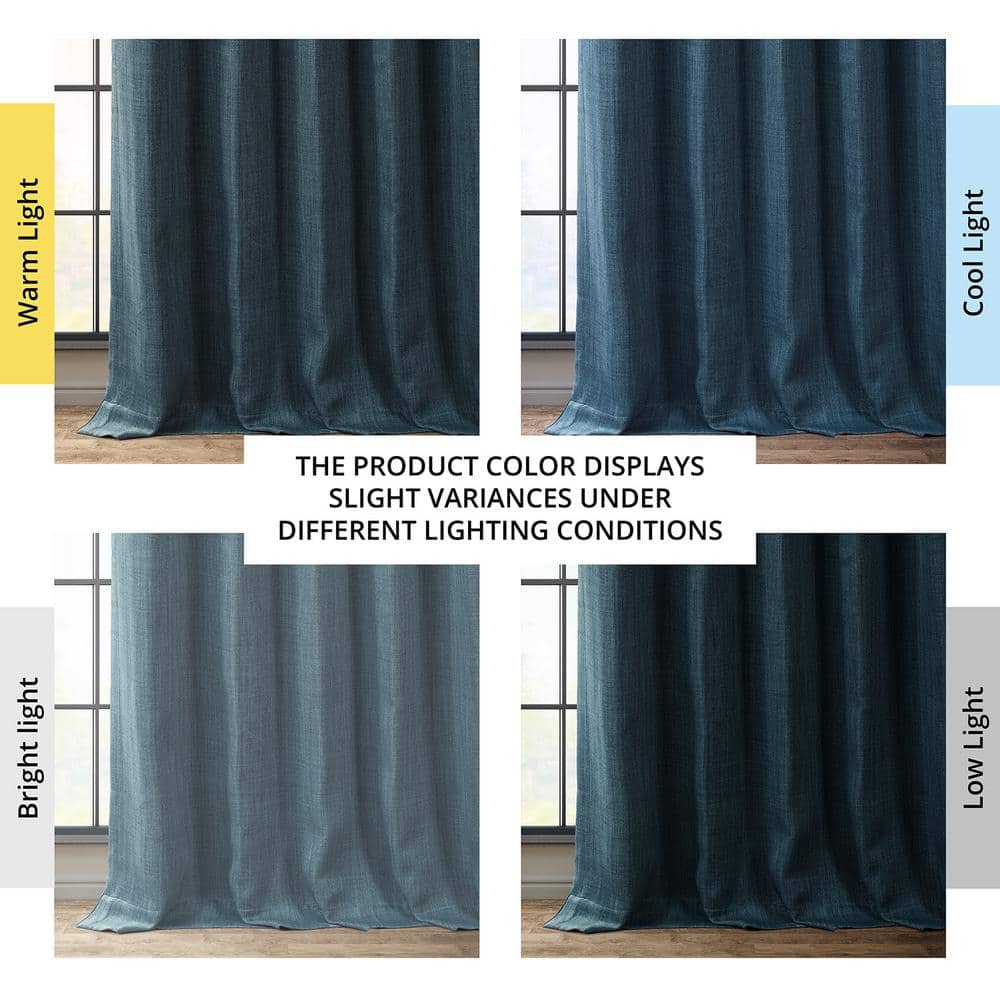 Story Blue Faux Linen Room Darkening Curtains 84 Inches