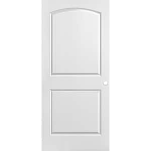 36 in. x 80 in. 2 Panel Roman Primed Smooth Round Top Hollow Core Composite Interior Door Slab with Bore