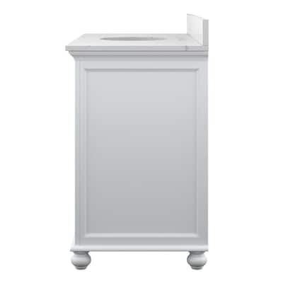 Lamport 49 in. x 22 in. Bath Vanity in White with Engineered Stone Vanity Top in Artisan White with White Sink