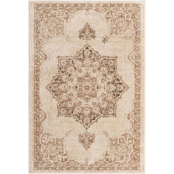 Unique Loom Utopia Helios Beige 4' 1 x 6' 1 Area Rug