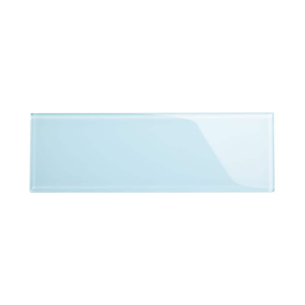 Morning Sky Blue 4 in. x 12 in. x 8mm Glass Subway Tile Sample -  Giorbello, G4144-SMPL