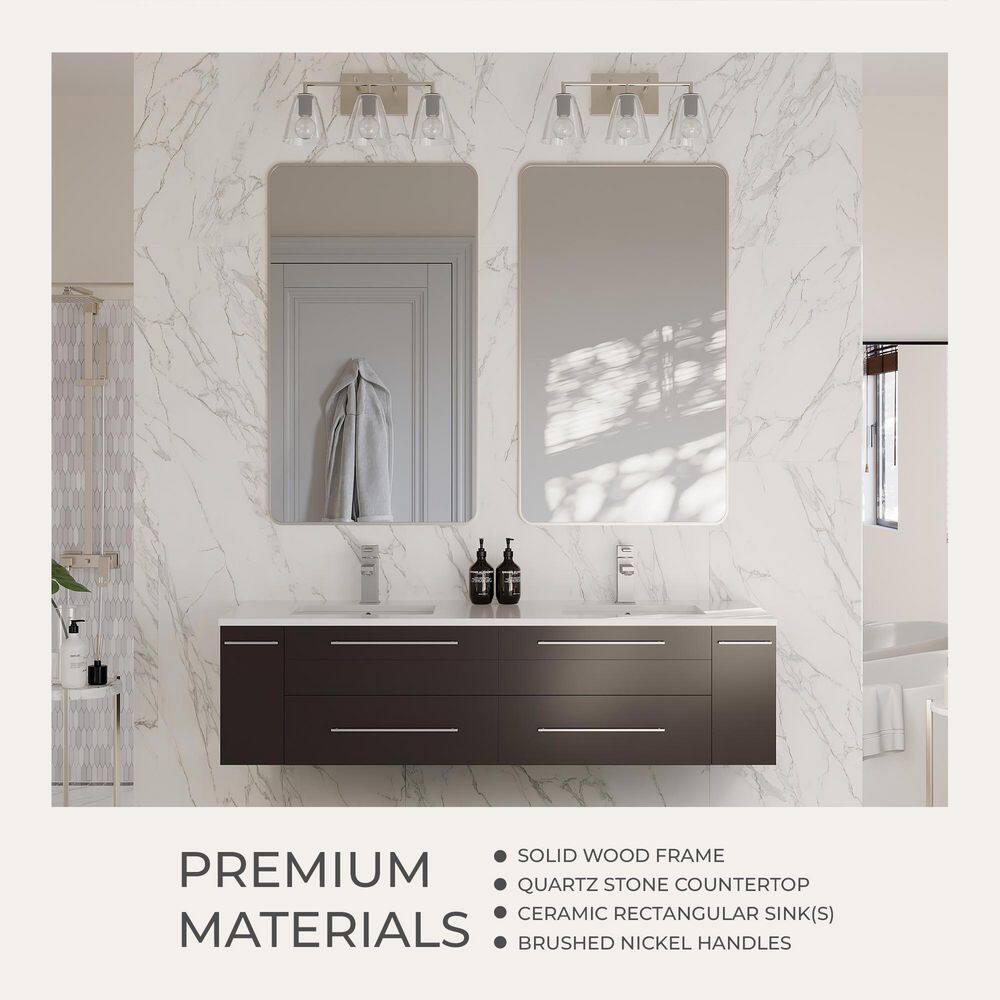 White Quartz Stone Wall Mounted Vanity Set with Medicine Cabinet