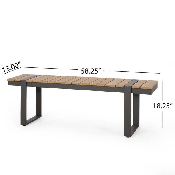 ITOPFOX Natural Metal Outdoor Dining Bench Aluminum Frame Modern