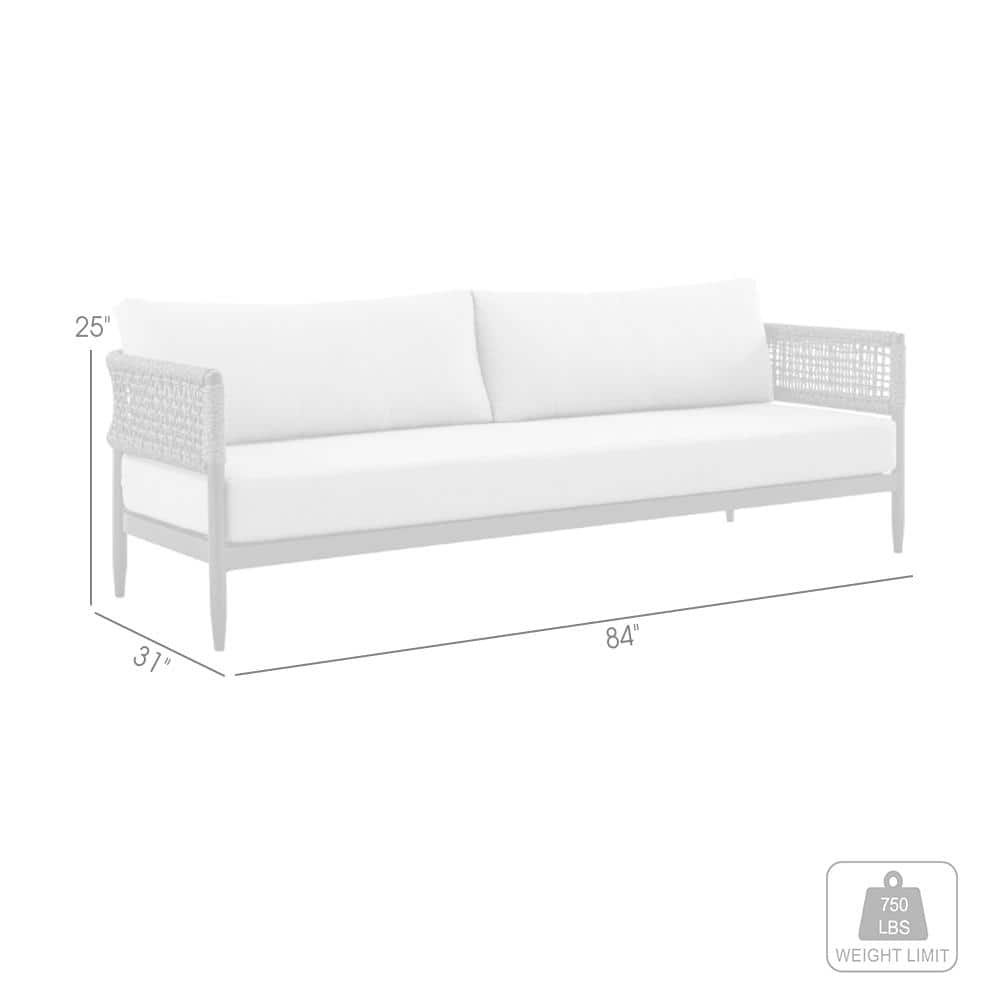 Alegria Black Aluminum and Rope Outdoor Sofa with Gray Cushions