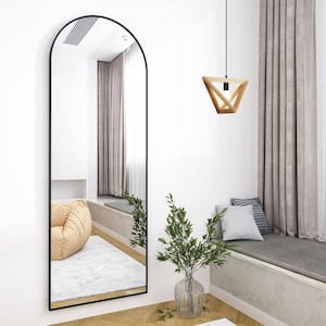 20 in. W x 63 in. H Modern Arched Shape Aluminum Alloy Framed Standing Mirror Full Length Floor Mirror in Black