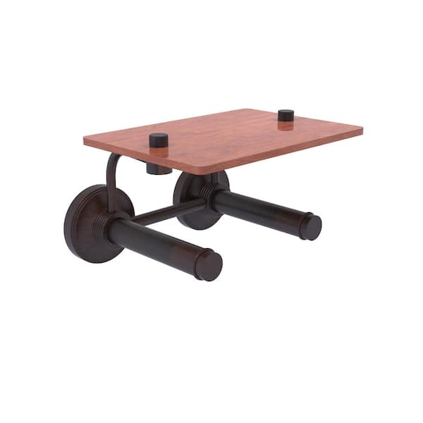 Allied Brass Prestige Regal Collection Wall Mounted Toilet Paper Holder in Venetian Bronze with Wood Shelf
