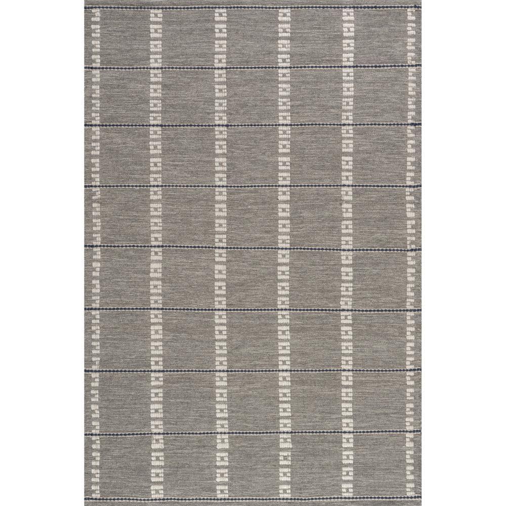 Morgan Gray Geometric Check Wool and Cotton 3' x 5' Area Rug